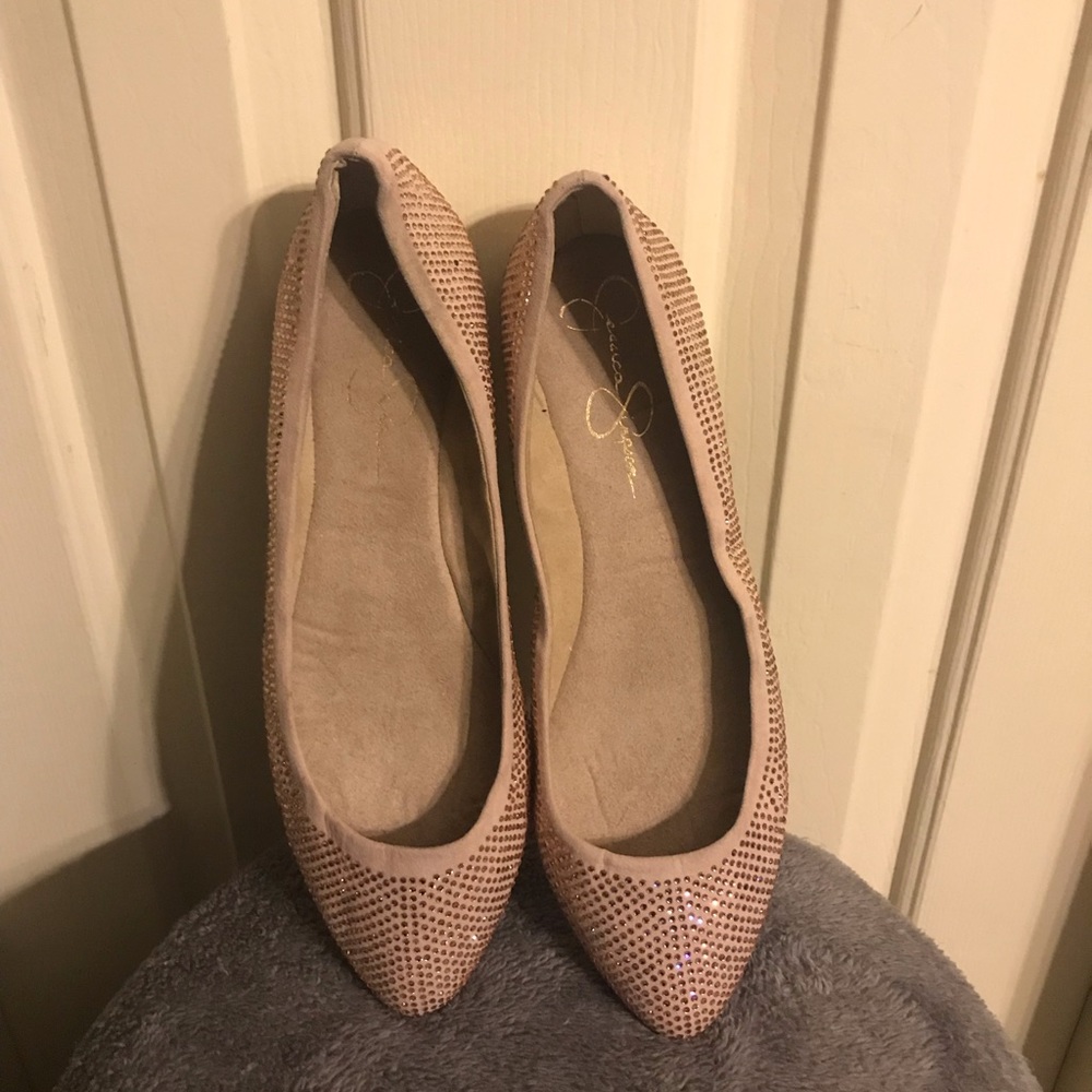 Jessica Simpson rhinestones flats new, never worn